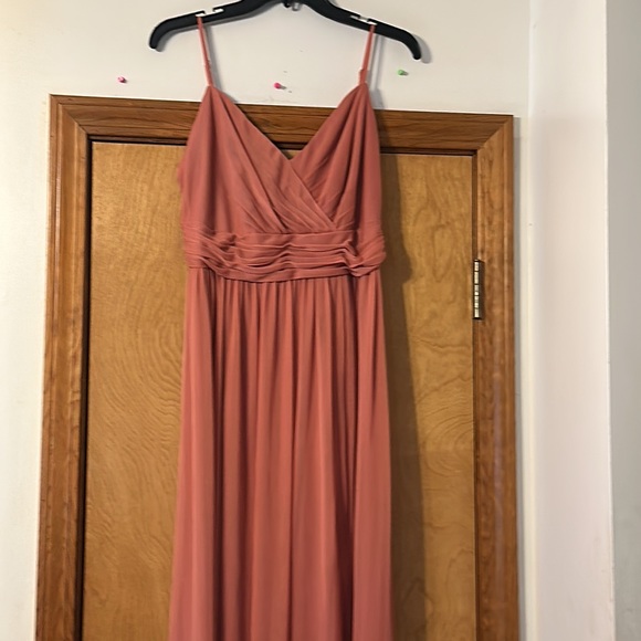 David’s bridal dress sz 10 classic style color Sedona long mesh V neck spa #298 - Picture 2 of 7